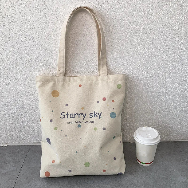 Design Tote Bag Starry Sky Canvas Women Handbag Large Capacity Student School Book Single Shoulder