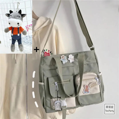 Kawaii Canvas Crossbody Bag – Japanese Style Shoulder Bag for Women & Students