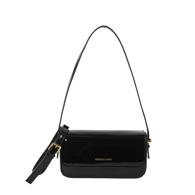 Glossy Patent Leather Crossbody Shoulder Bag for Women