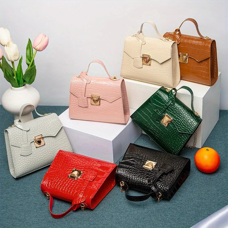 Crocodile-Embossed Mini Handbag – Women's Chic Crossbody Bag