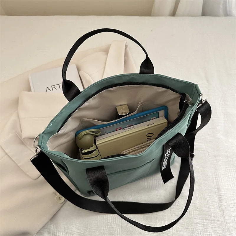 Nylon Gym Tote Bag Large Capacity Shoulder Bag Women Student - Soft