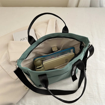 Nylon Gym Tote Bag Large Capacity Shoulder Bag Women Student - Soft