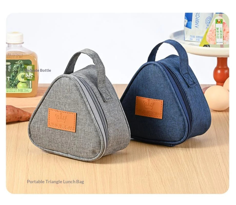 Mini Triangular Aluminum Foil Thermal Lunch Tote Portable Insulated Cooler Bag Student Bento Box