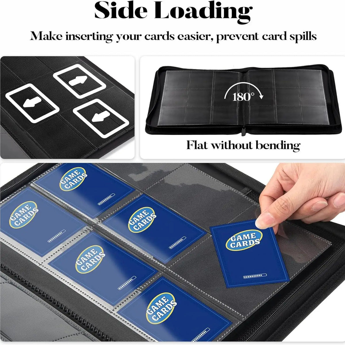 9 Pocket Zipper Card Binder 360 Slots Premium Pu Cover Durable Side Loading Trading Holder Tcg