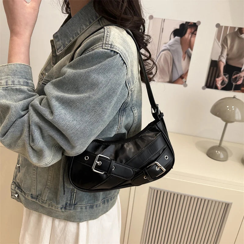 Y2K Vintage PU Leather Crossbody Bag – Women's Mini Shoulder Clutch