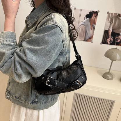 Y2K Vintage PU Leather Crossbody Bag – Women's Mini Shoulder Clutch