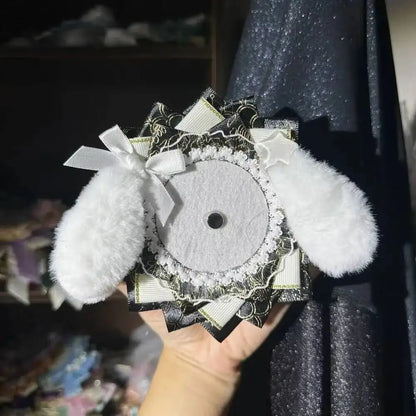 Itabag Badge Holder Rosette with Dog Ear & Bow – Handmade Anime Pin Display
