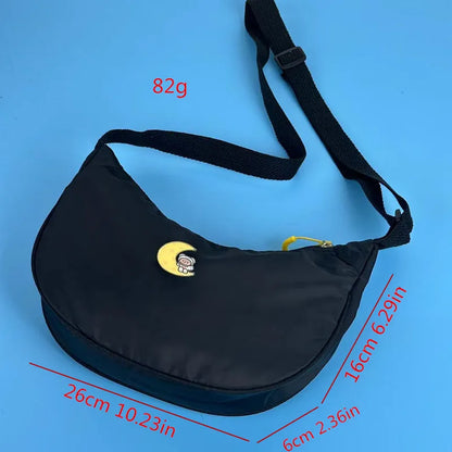 Nylon Single Shoulder Bag Solid Color Crossbody Women Teen Girls College Office