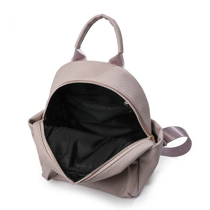 Litchi Pattern Leather Backpack Compact Casual Rucksack Top Handle Adjustable Straps Ideal Work