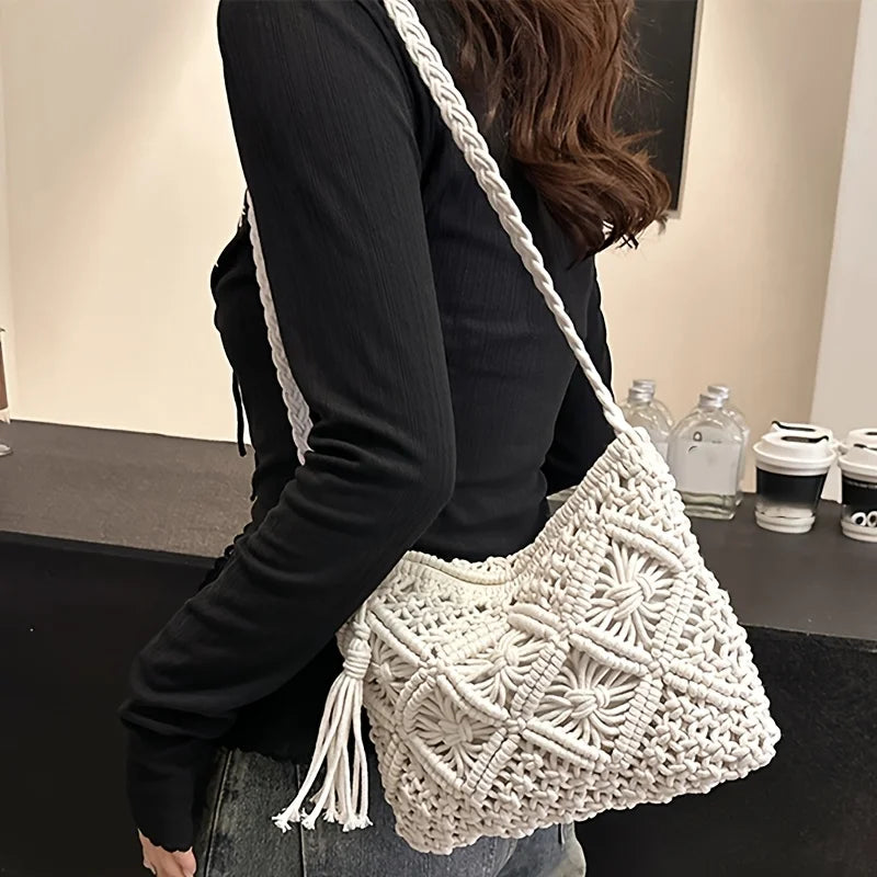 Crochet Shoulder Bag – Boho Macrame Handbag for Women