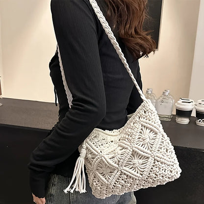 Crochet Shoulder Bag – Boho Macrame Handbag for Women
