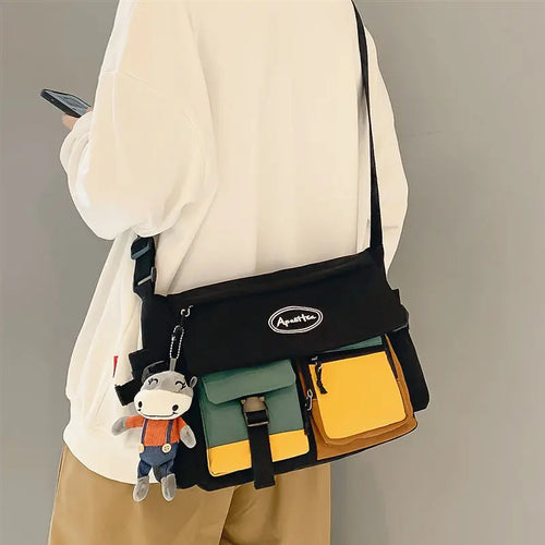 Waterproof Nylon Messenger Bag – Unisex Crossbody Shoulder Bag