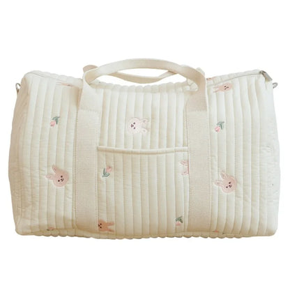 Quilted Embroidery Duffle Bag – Cute Lightweight Mommy Tote
