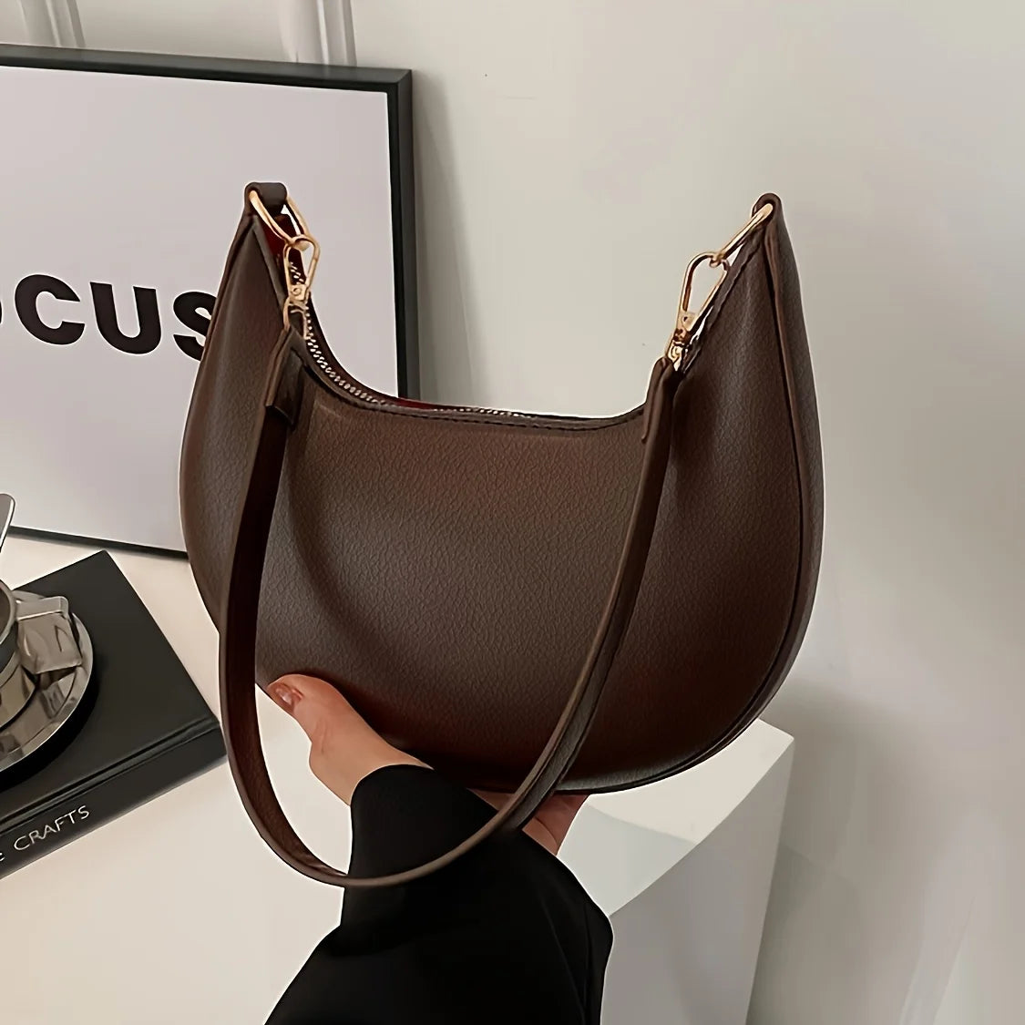 Women's Crescent Crossbody Bag – Luxury Leather Shoulder Bag