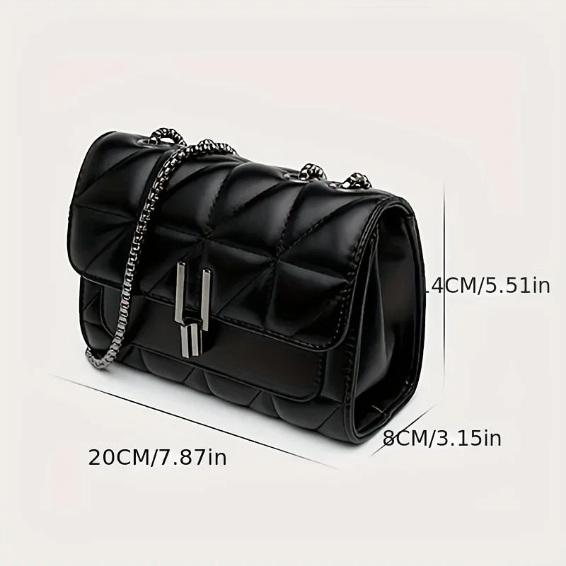 Quilted Crossbody Bag – Chain Strap Flap Shoulder Purse