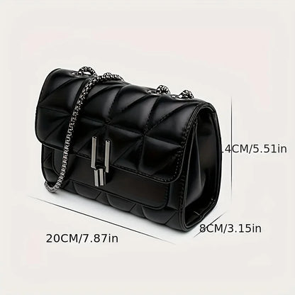 Quilted Crossbody Bag – Chain Strap Flap Shoulder Purse