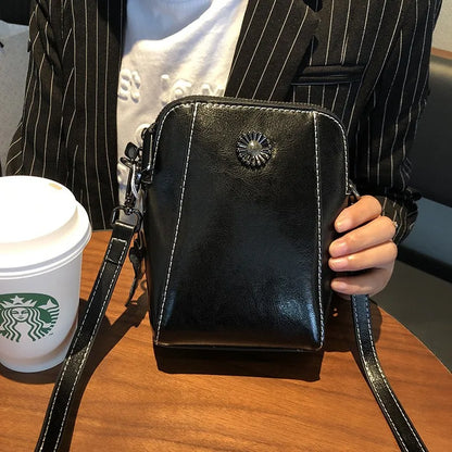 Vertical Square Spliced Commuting Single-Shoulder Bag Women