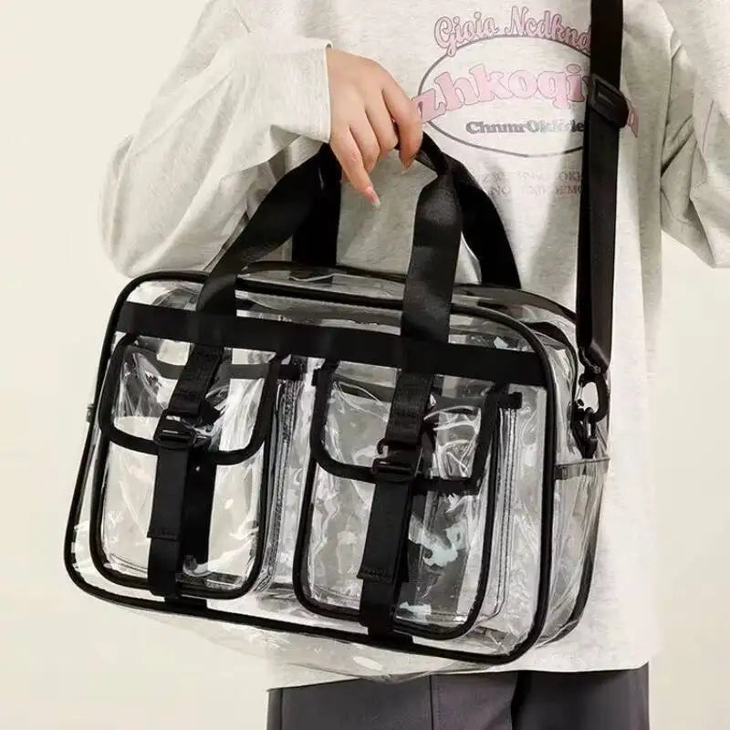 Clear Crossbody Beach Bag – Large Capacity Transparent Jelly Tote