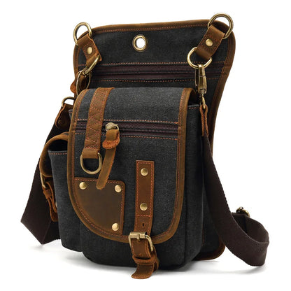 Outdoor Cycling Leg Bag Men Durable Canvas Casual Single-Shoulder Crossbody Bag Waist