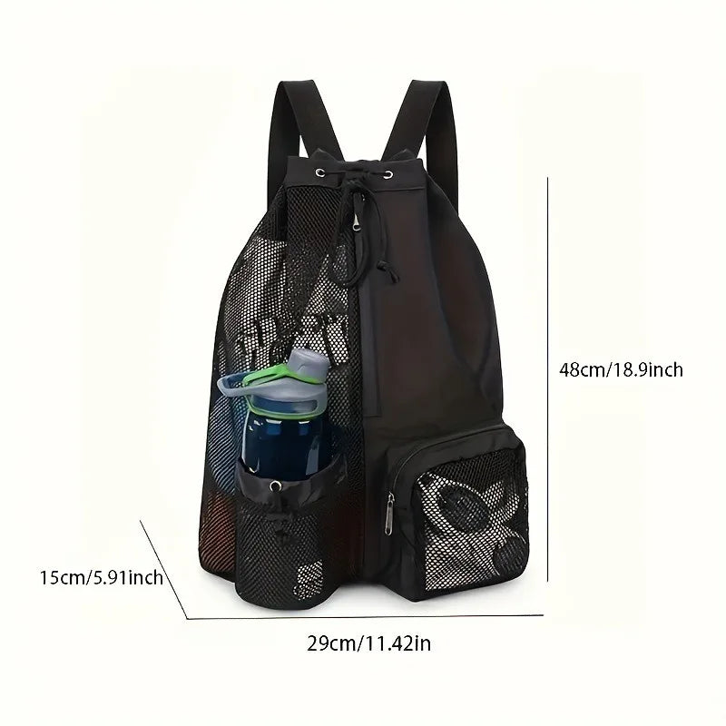 Mesh Drawstring Swim Bag – Waterproof Oxford Backpack for Beach & Pool