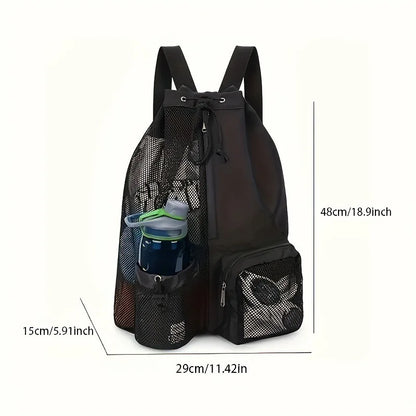 Mesh Drawstring Swim Bag – Waterproof Oxford Backpack for Beach & Pool