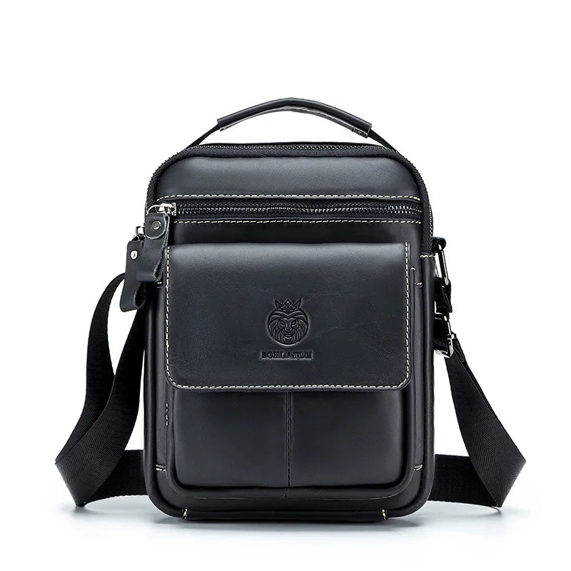 Top-Grain Cowhide Men S Single-Shoulder Bag Crossbody Leather Hand-Held Large-Capacity Bag