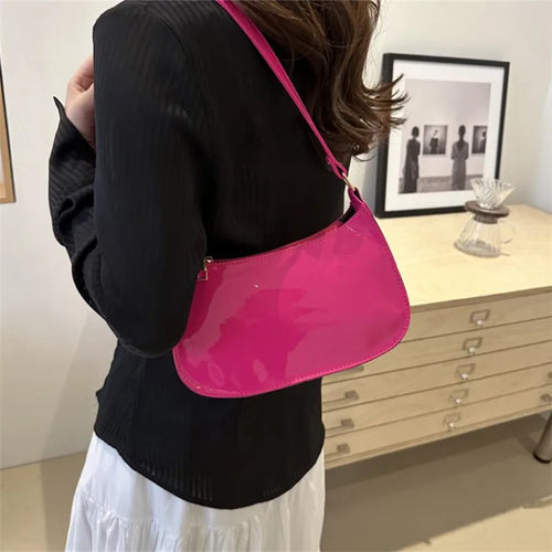 Patent Leather Shoulder Bag for Women – Glossy Underarm Purse