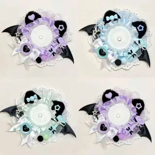 Bat Wing Lace Ita Bag Insert Board – Gothic Kawaii Badge Holder