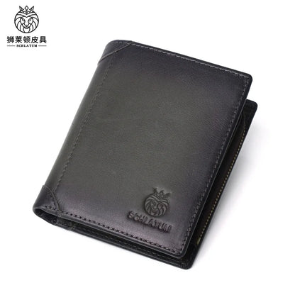 Top Layer Cowhide Anti-Theft Brushed Genuine Leather Wallet Men