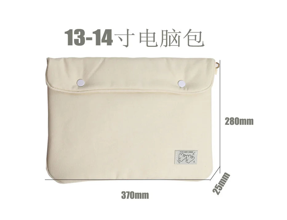 Solid Color Simple Student Storage Large Capacity Canvas Computer Female 14 13 Pro411 Ipad Tablet