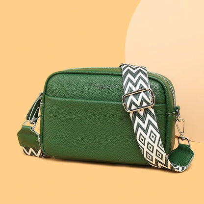 Multi-Layer Square Female Cross-Body Leather Change Cell Phone Storage Texture Commuting Shoulder