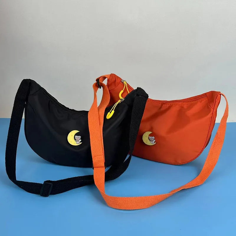 Nylon Single Shoulder Bag Solid Color Crossbody Women Teen Girls College Office