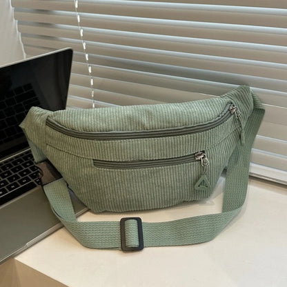 Lightweight Corduroy Fanny Pack Crossbody Bag Fashionable Retro Style Casual Chest Waist Fresh