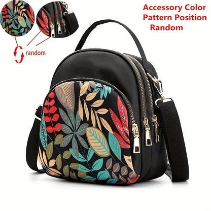 Multi Layer Crossbody Bag Mini Dome Handbag Ethnic Style Pattern Backpack Women
