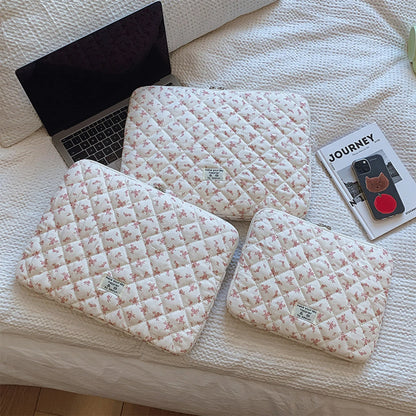 1 Pc Chic Flower Print Quilted Laptop Bag 11 Inch 14 Inch 15 Inch Computer Bag Protection Case
