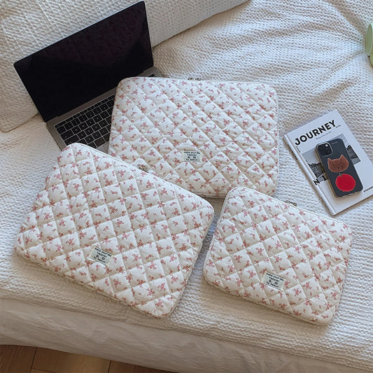 1 Pc Chic Flower Print Quilted Laptop Bag 11 Inch 14 Inch 15 Inch Computer Bag Protection Case