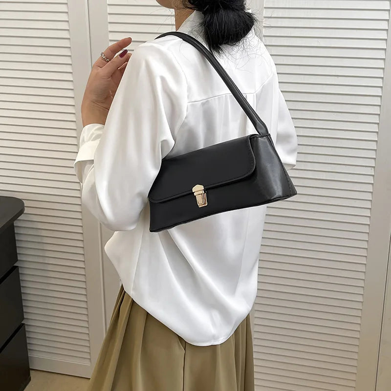 Women's Retro Baguette Shoulder Bag – Minimalist Underarm Handbag