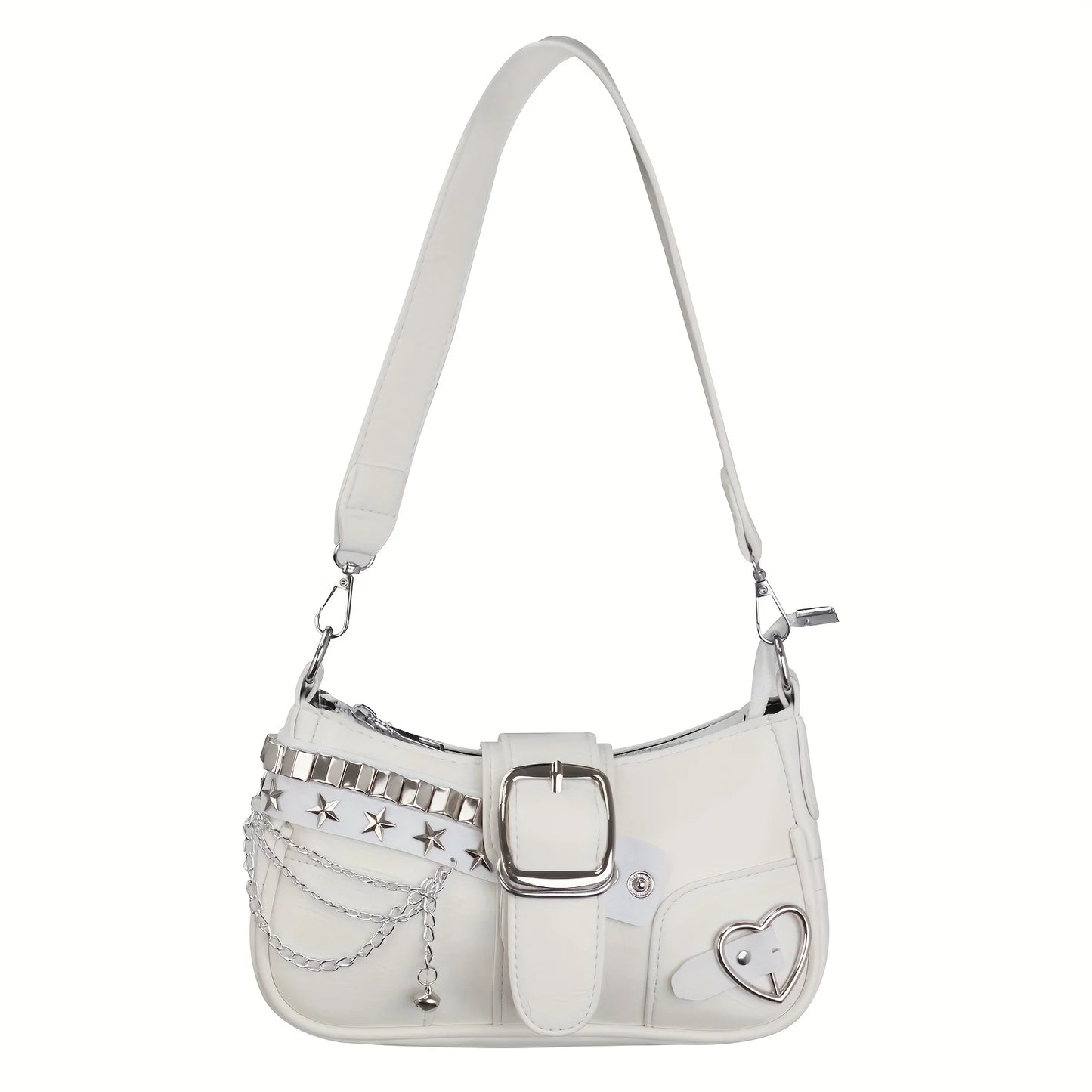 Y2K Korean Style Shoulder Bag with Chain & Star Studs