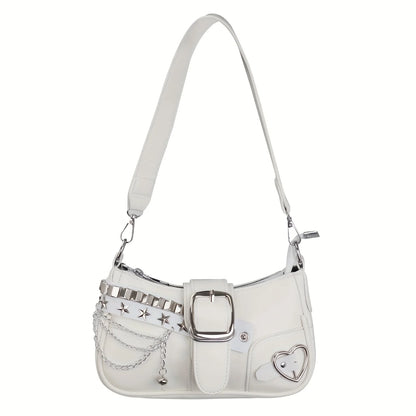 Y2K Korean Style Shoulder Bag with Chain & Star Studs