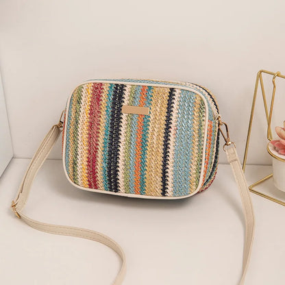 Straw Woven Crossbody Bag Women Colorful Boho Shoulder Bag