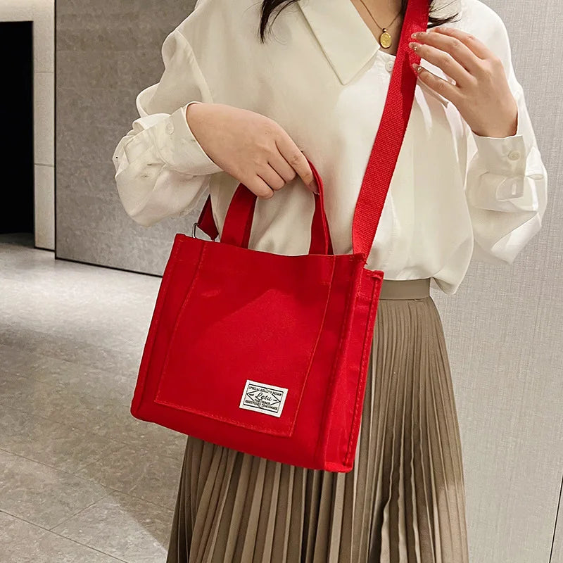 Canvas Tote Bag with Detachable Adjustable Crossbody Strap