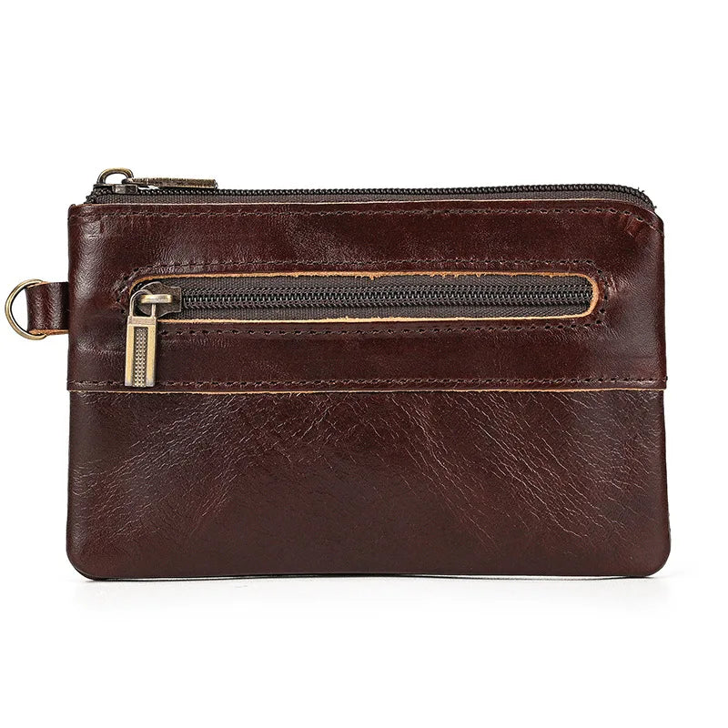 High-Grade Real Leather Coin Purse Card Bag Men Women Casual Pocket Square Thin