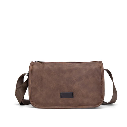 Men S Pu Leather Single-Shoulder Bag Simple Fashionable Square Crossbody Bag Young Cyclists