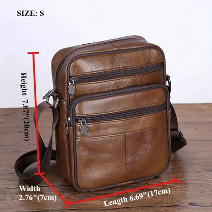Genuine Leather Crossbody Bag for Men – Unisex Business Shoulder Bag