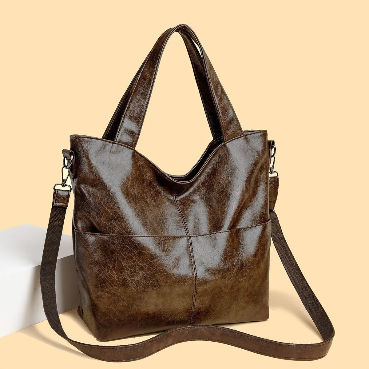 Single Shoulder Bag Pu Leather Large-Capacity Women S Handbag Multiple Compartments