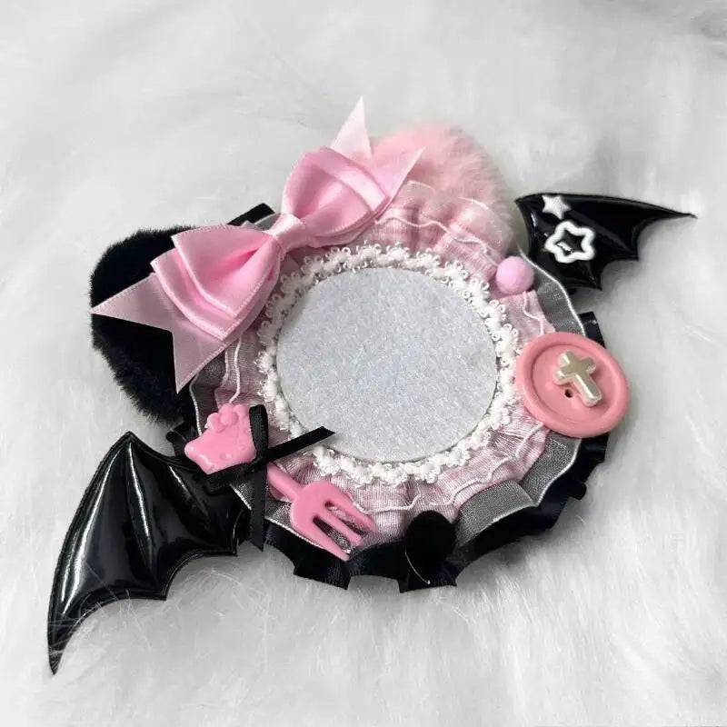 Itabag Badge Stand with Cat Ears & Bat Wings – Handmade Anime Pin Holder