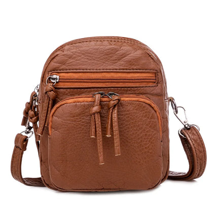 Retro Soft Leather Crossbody Bag – Multi-Pocket Shoulder Bag