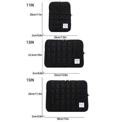 Minimalist Nylon Laptop Sleeve Women Lightweight Checkered Design Zipper Closure 11-15 Inch Devices