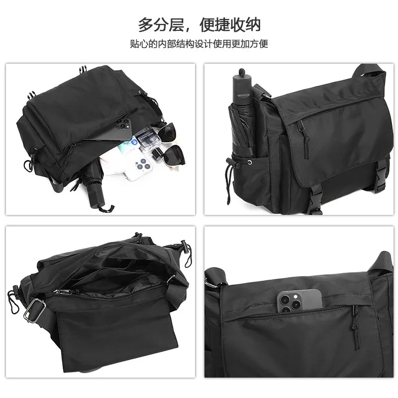 Men S Shoulder Bag Simple Buckle Large-Capacity Functional Shoulder Bag Men Women