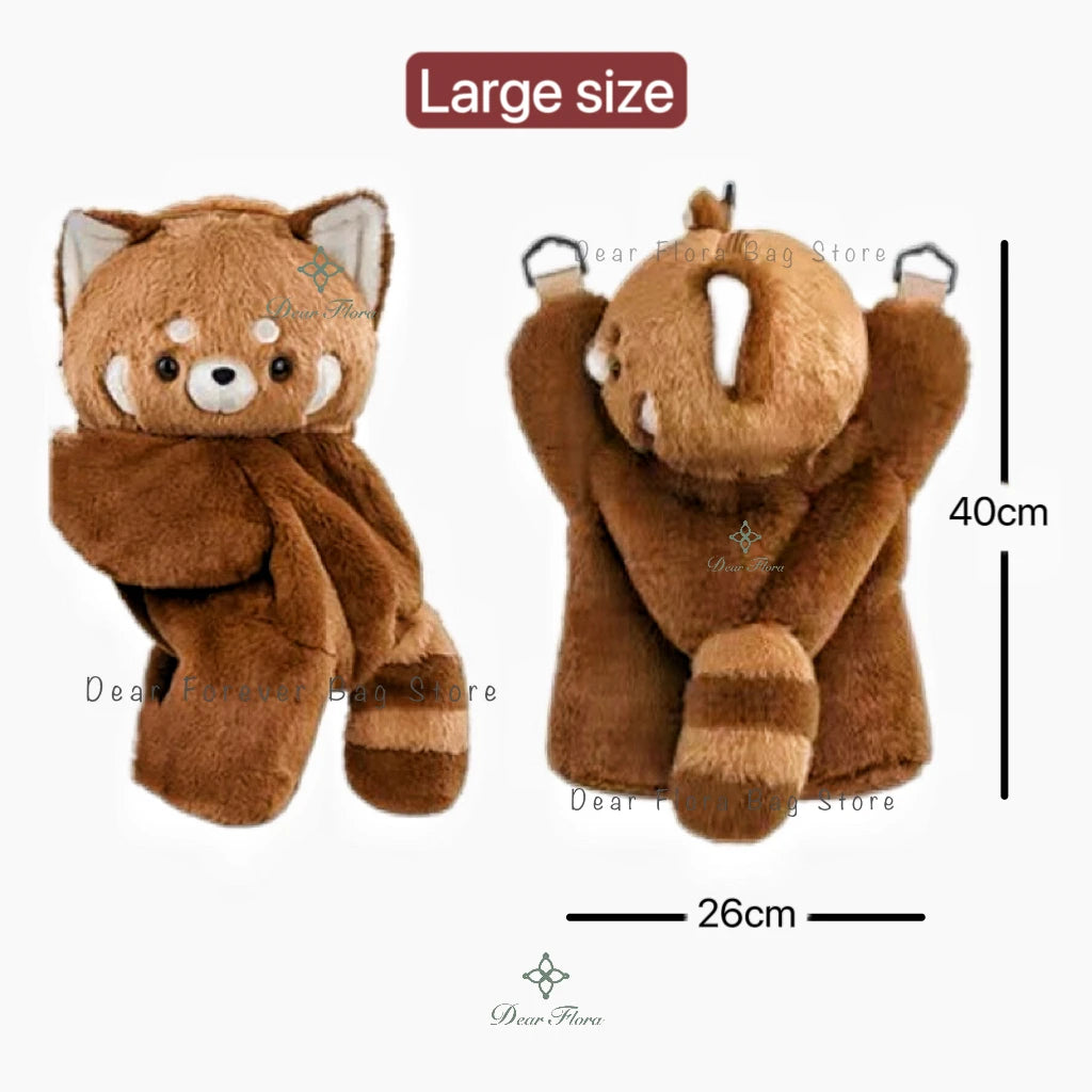 Cute Plush Red Panda Backpack for Women & Girls
